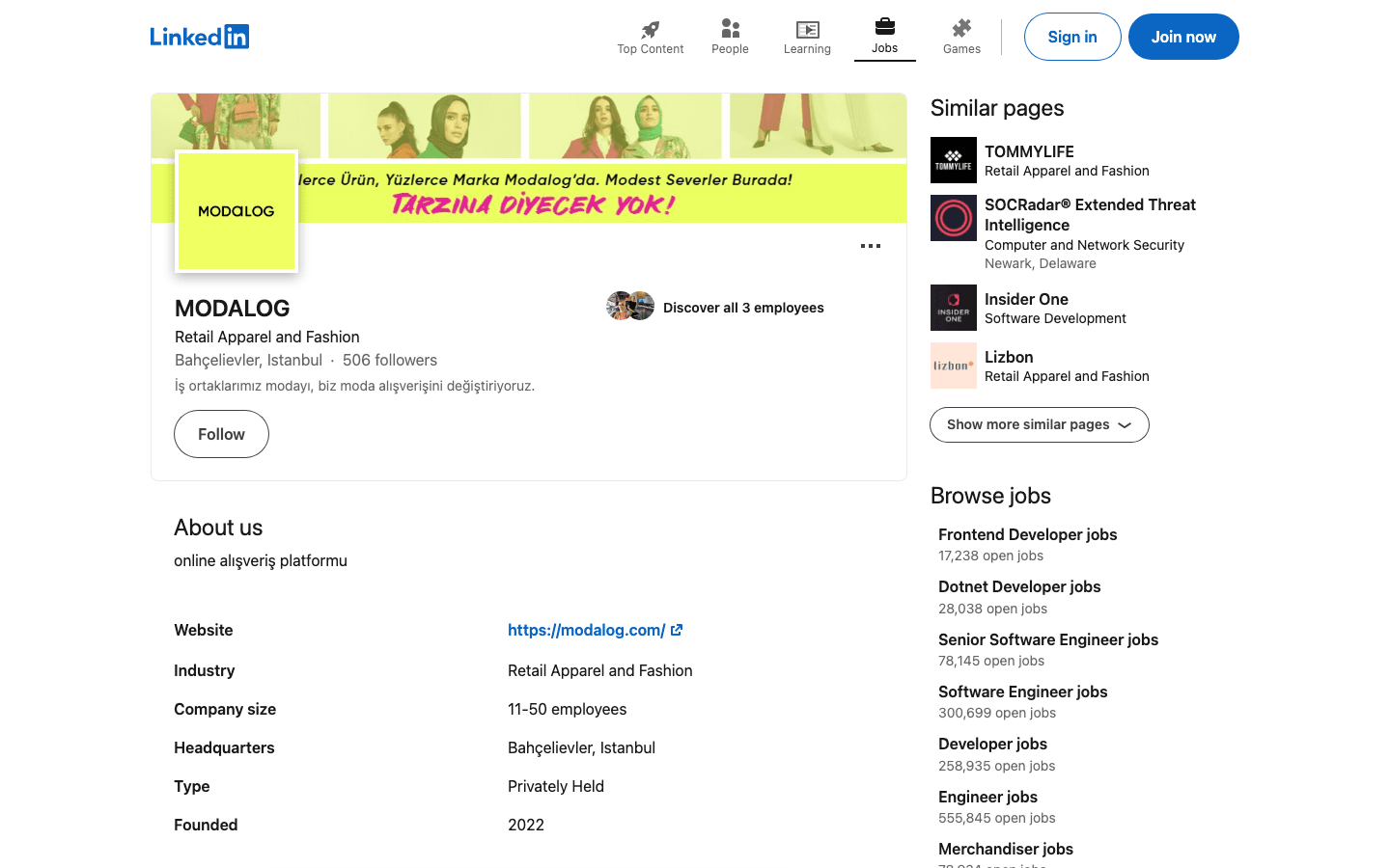 MODALOG E-Ticaret Platformu çalışması